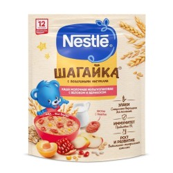 Каша молочная Nestle Шагайка мультизлаковая яблоко абрикос гранат с воздушными фигурками с 12 мес 190 г