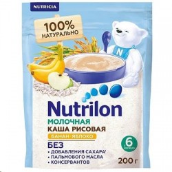 Каша молочная Nutrilon рисовая с бананом и яблоком 200 г