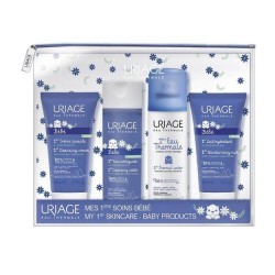 Набор Uriage маленького путешественника (первый очищающий пенящийся крем + первое увлажняющее молочко + первая очищающая вода + первая термальная вода) 50 мл + 50 мл + 100 мл + 50 мл