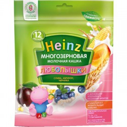 Каша молочная Heinz Любопышки многозерновая слива абрикос черника с 12 мес 200 г