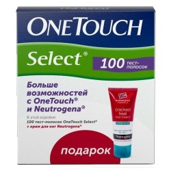 Набор тест-полоски Уан тач Селект №100 + крем для ног Нетроджина в подарок