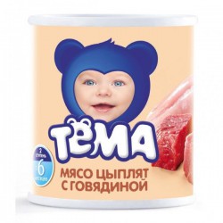 Пюре Тёма мясо цыплят с говядиной с 8 мес 100 г