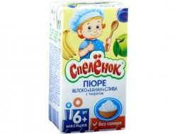 Пюре Спеленок яблоко банан слива творог без сахара с 6 мес 125 г