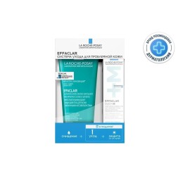 Набор La Roche-Posay гель Эфаклар очищающий микроотшелушивающий + крем-гель Эфаклар Дуо+М корректирующий + флюид солнцезащитный матирующий УФмьюн 400 SPF50+ 200 мл + 15 мл + 3 мл