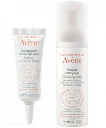 Набор Avene Очищающая пенка для лица и области вокруг глаз + Успокаивающий крем для контура глаз 150 мл + 10 мл